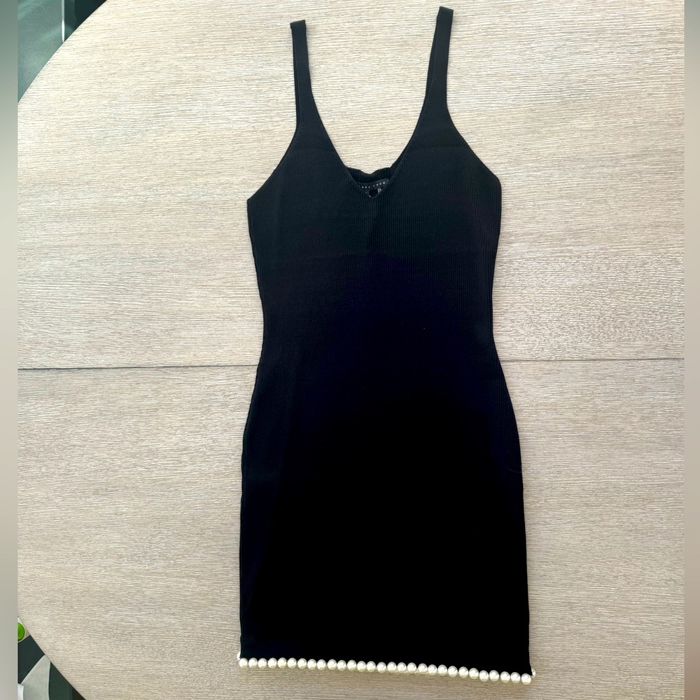 Endless Rose Pearl Hem Knit Dress – Black – Size Large – NWT